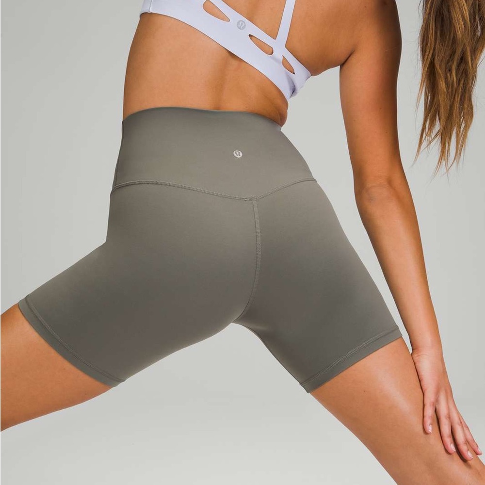 Lululemon wunder train 6” biker shorts grey sage
